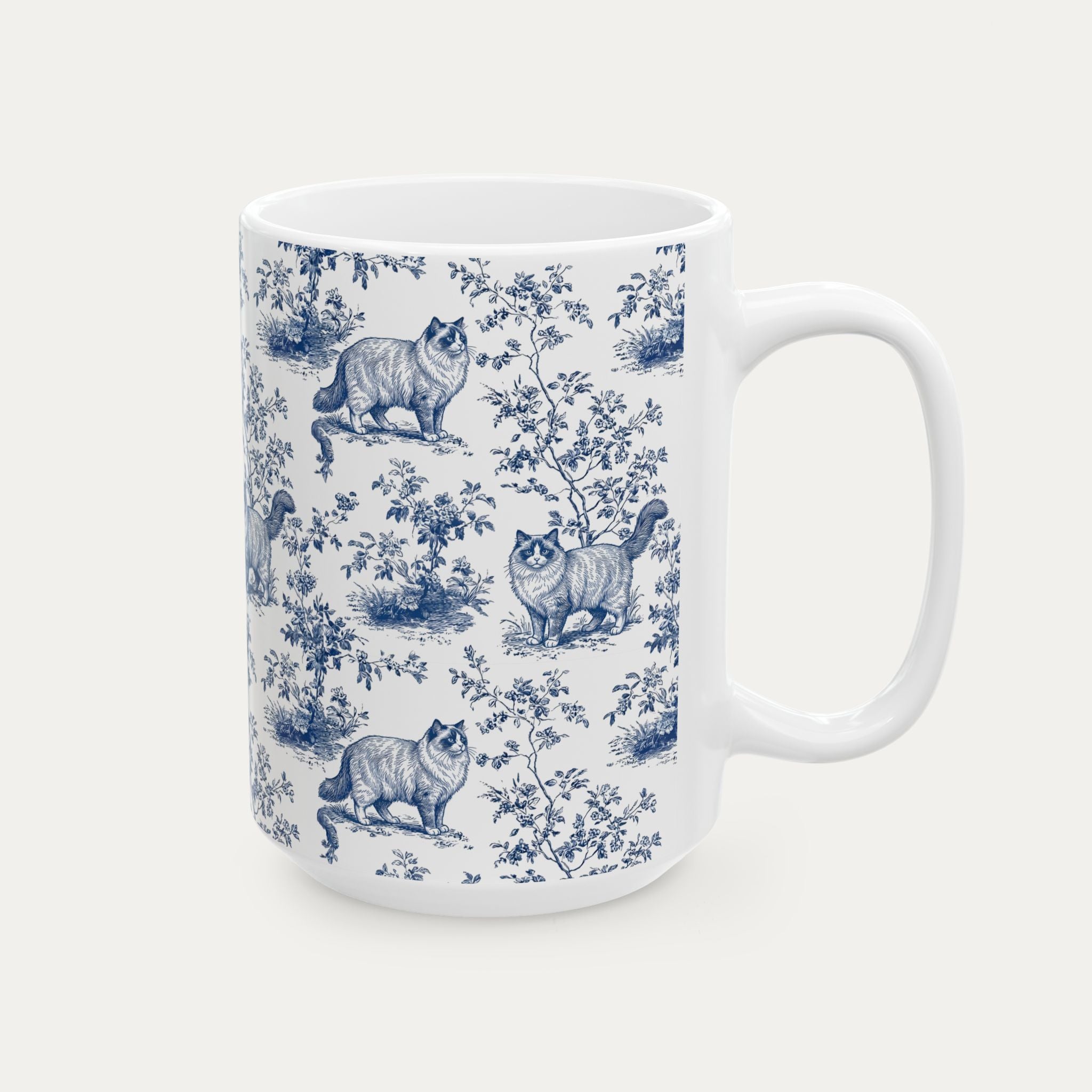 Ragdoll Cat Blue Toile Mug