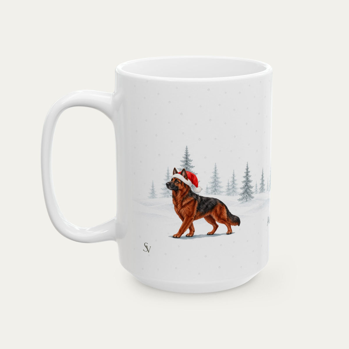 Custom German Shepherd Black and Red  Christmas Santa Hat Mug