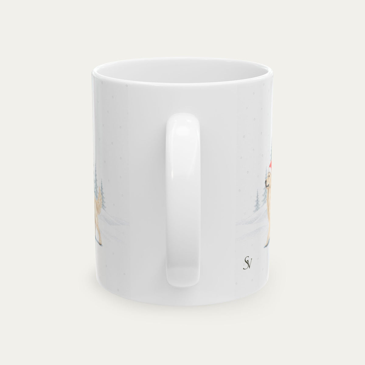 Custom Golden Retriver LIght Golden Christmas Santa Hat Mug