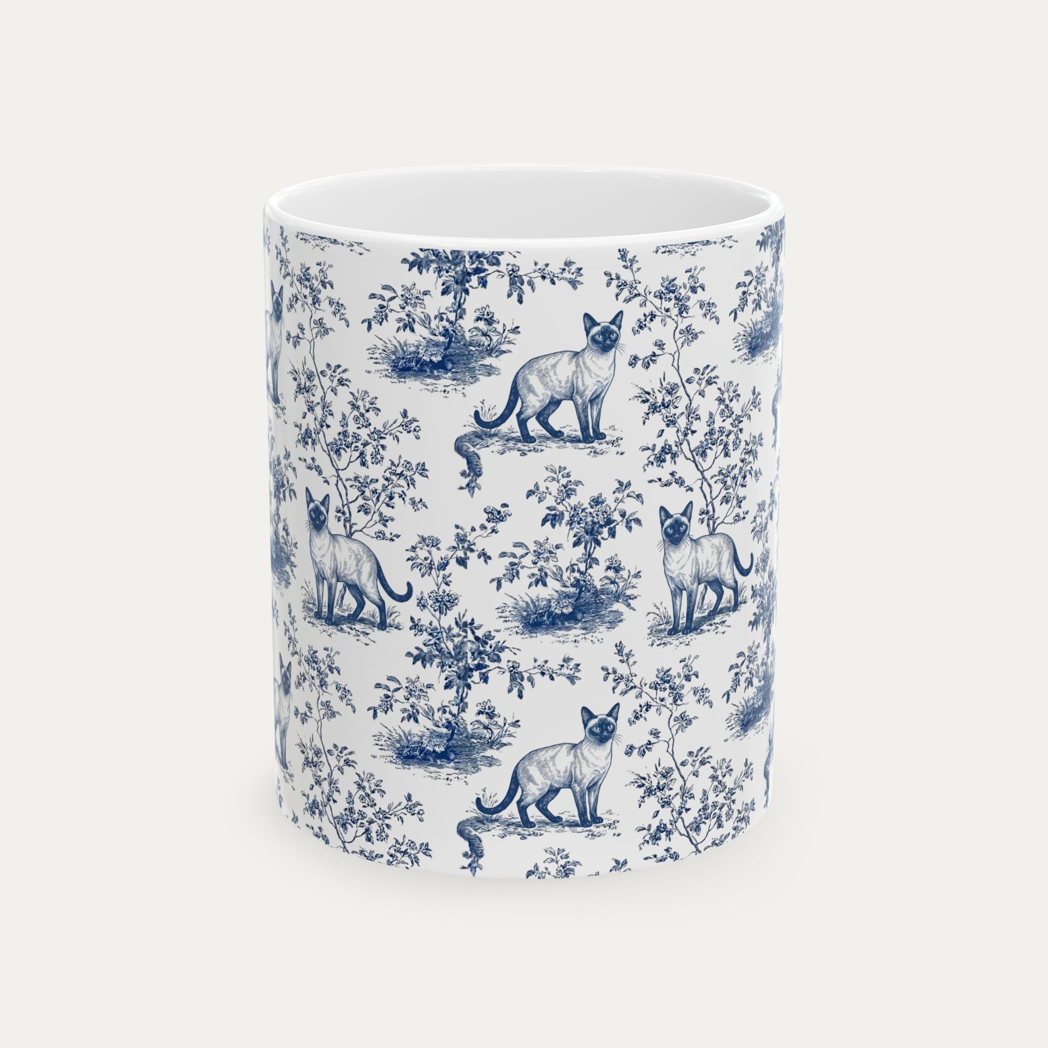 Siamese Cat Blue Toile Mug