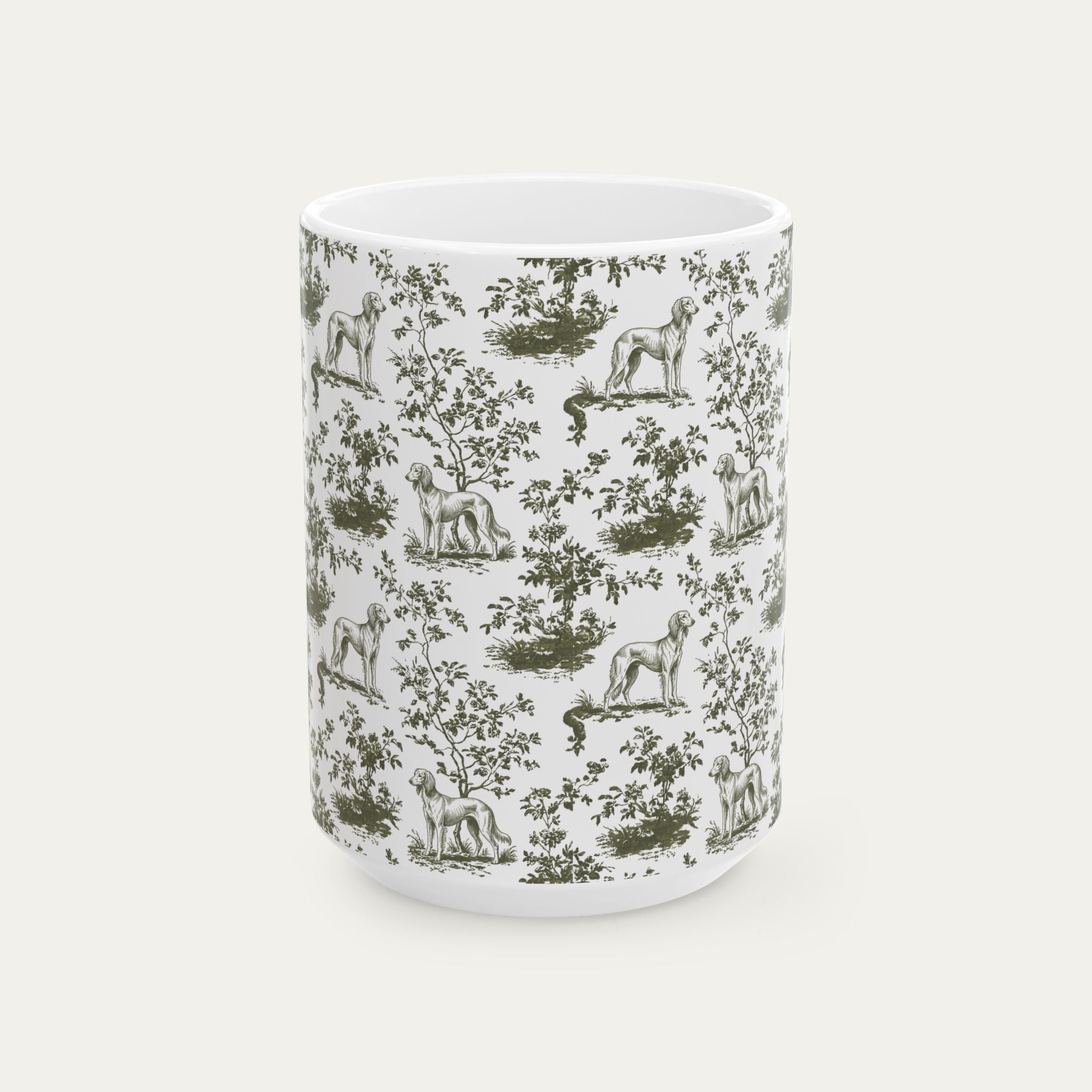 Saluki Sage Green Toile Mug