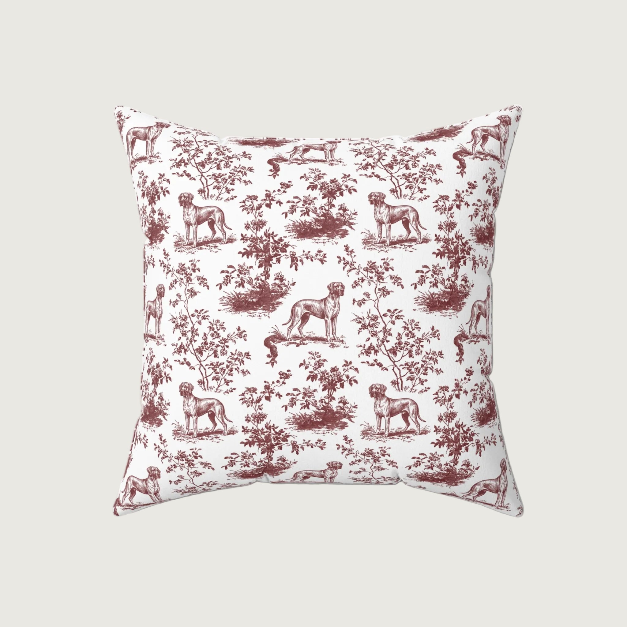 Dog Burgundy French Toile Pillow