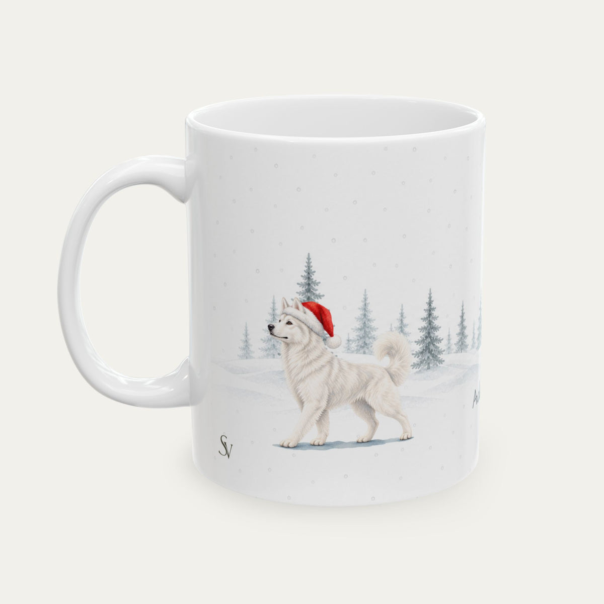 Custom Siberian Husky White Christmas Santa Hat Mug