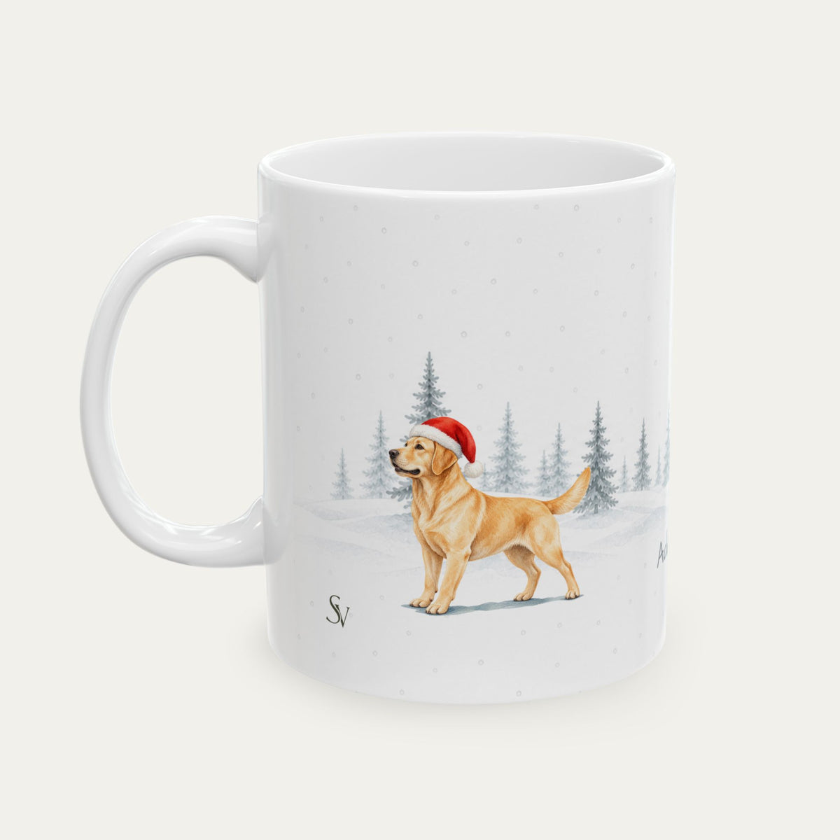 Custom Labrador Retriever Yellow Christmas Santa Hat Mug