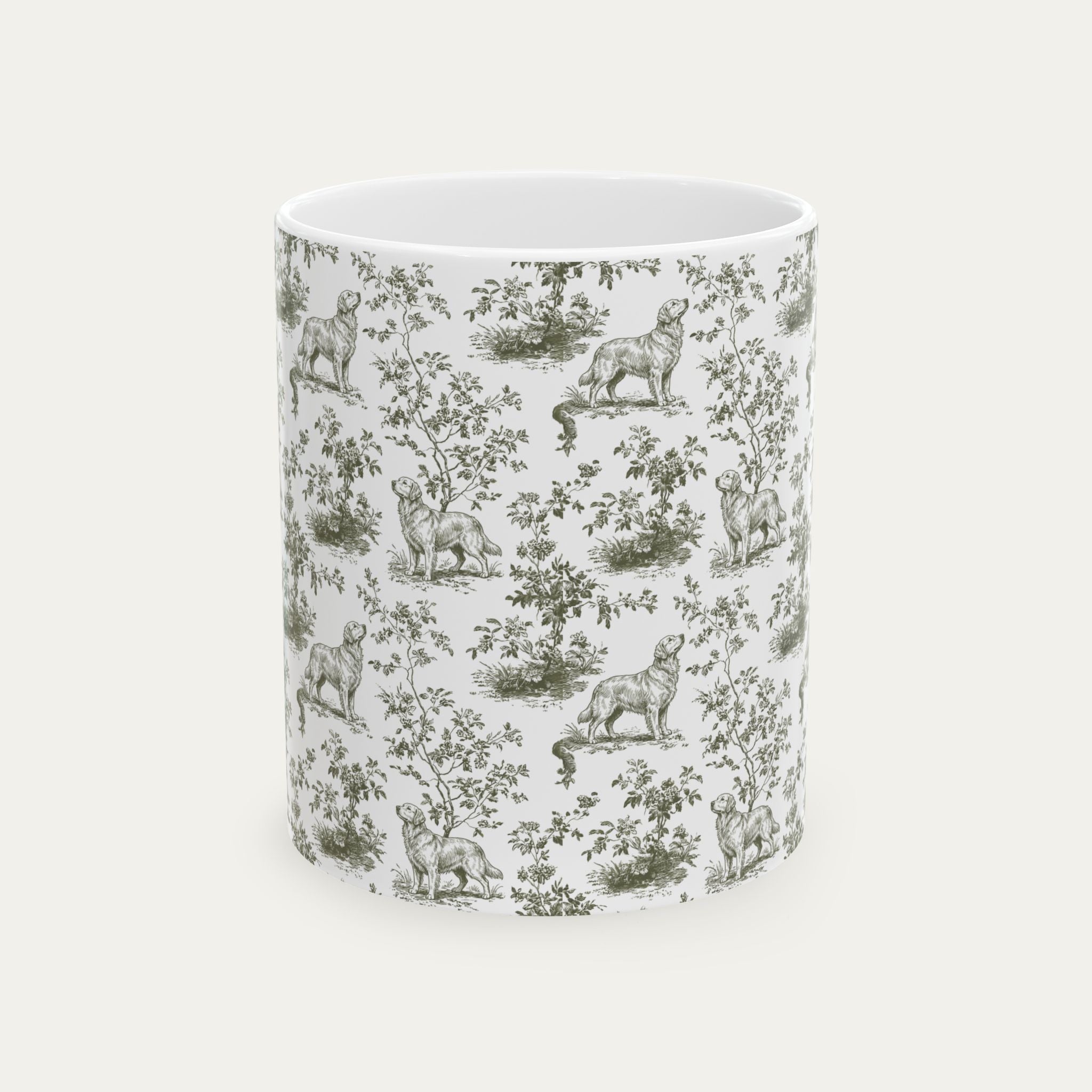 Golden Retriever Sage Green Toile Mug