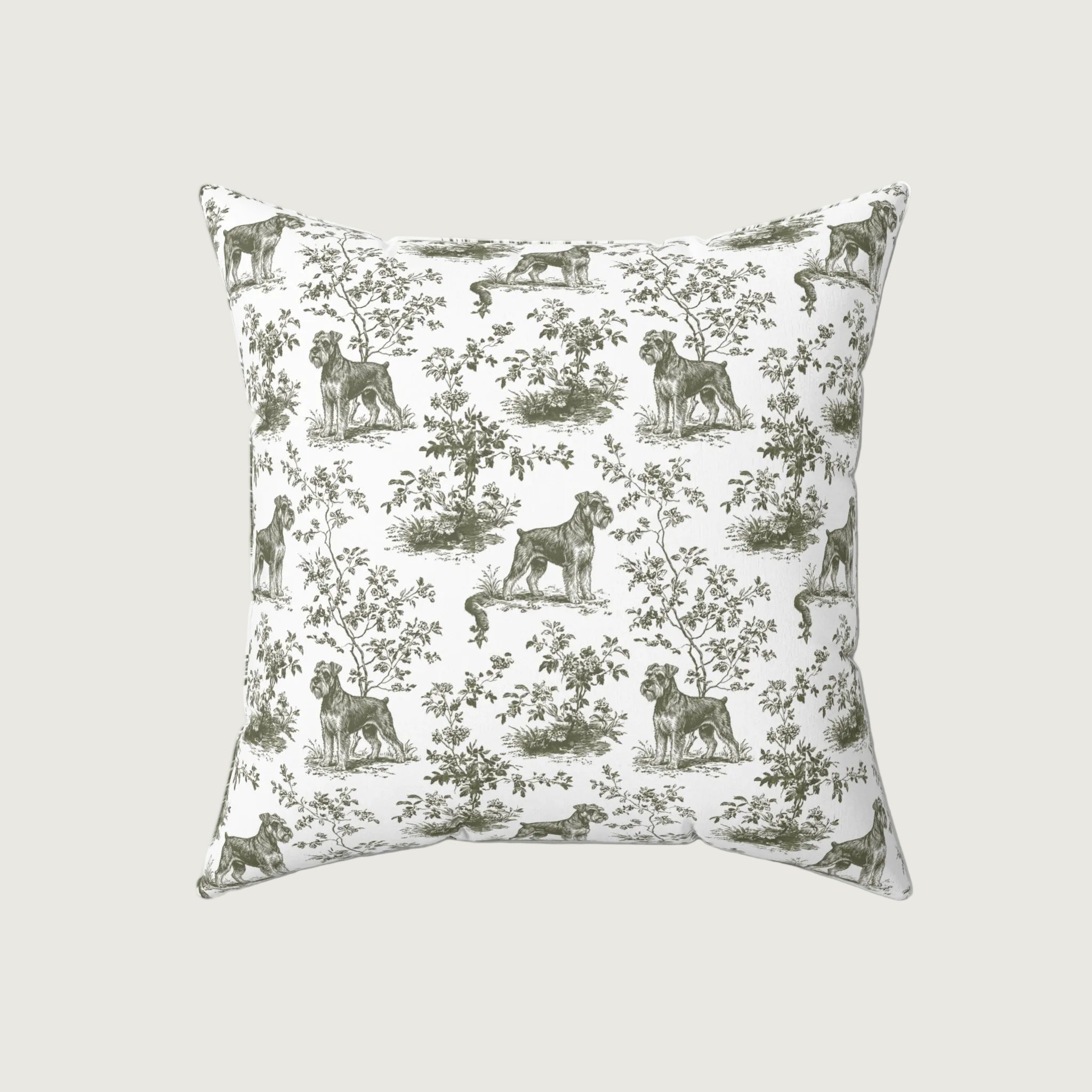 Dog Sage Green French Toile Pillow