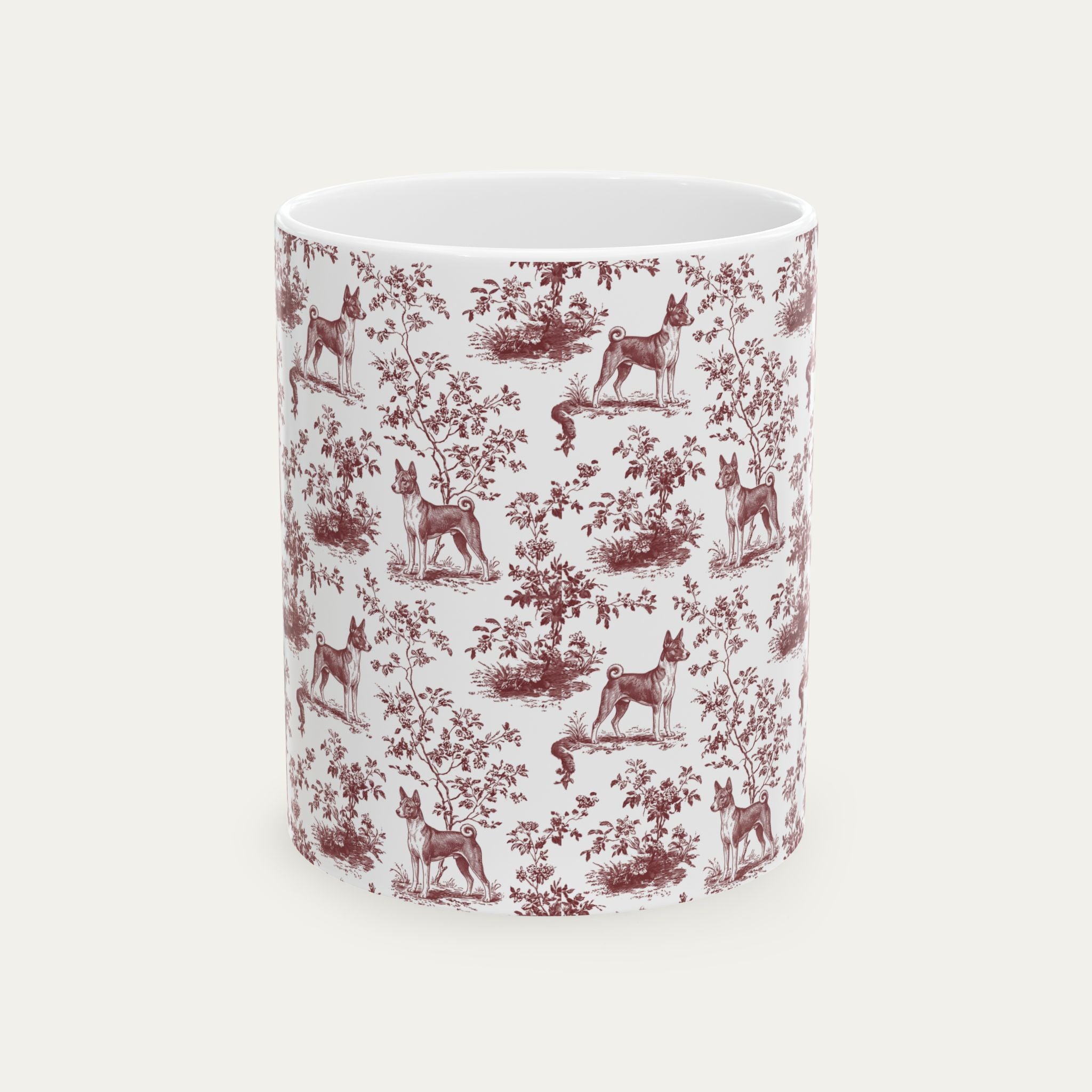 Basenji Burgundy Toile Mug