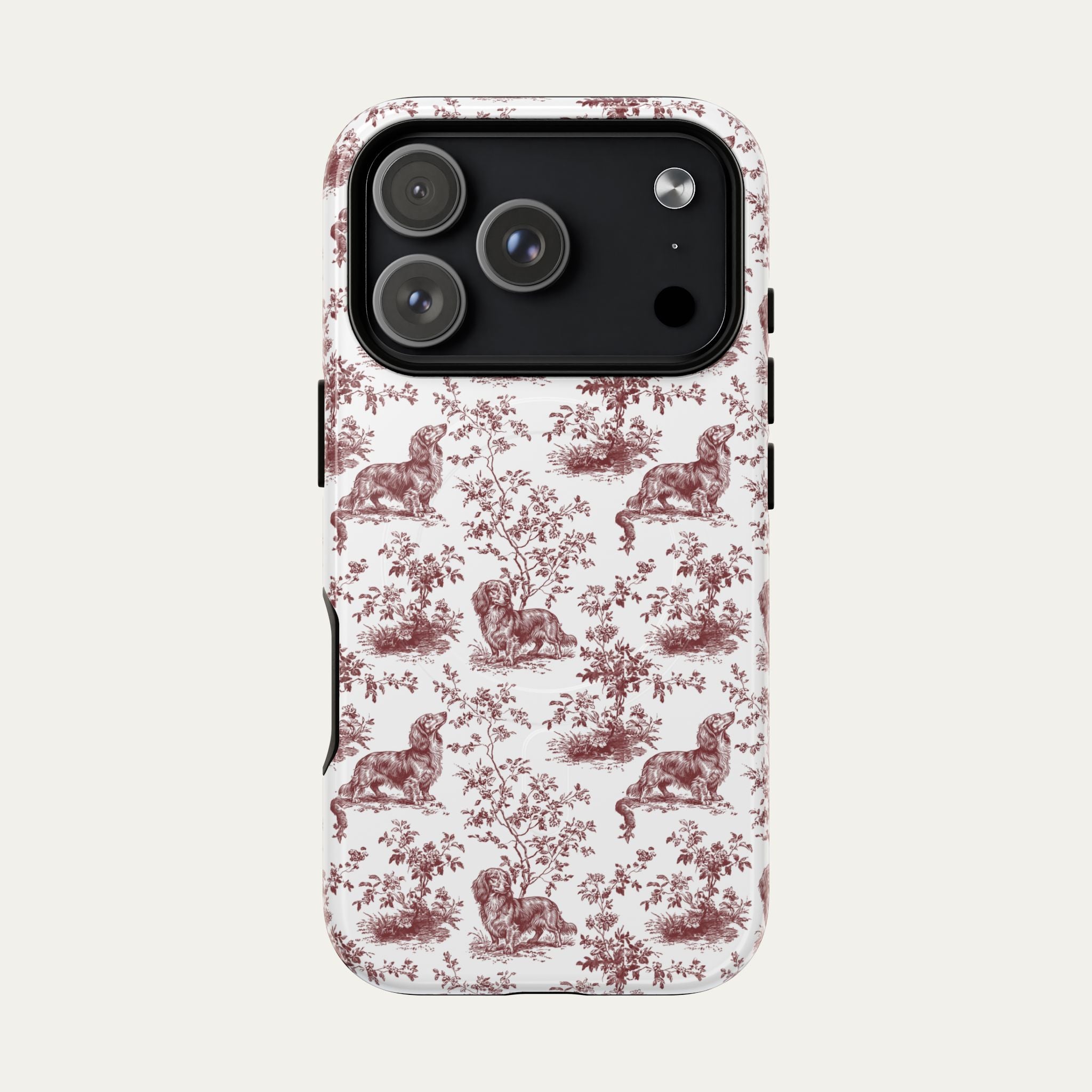 Dachshund Longhaired Burgundy Toile phone Case