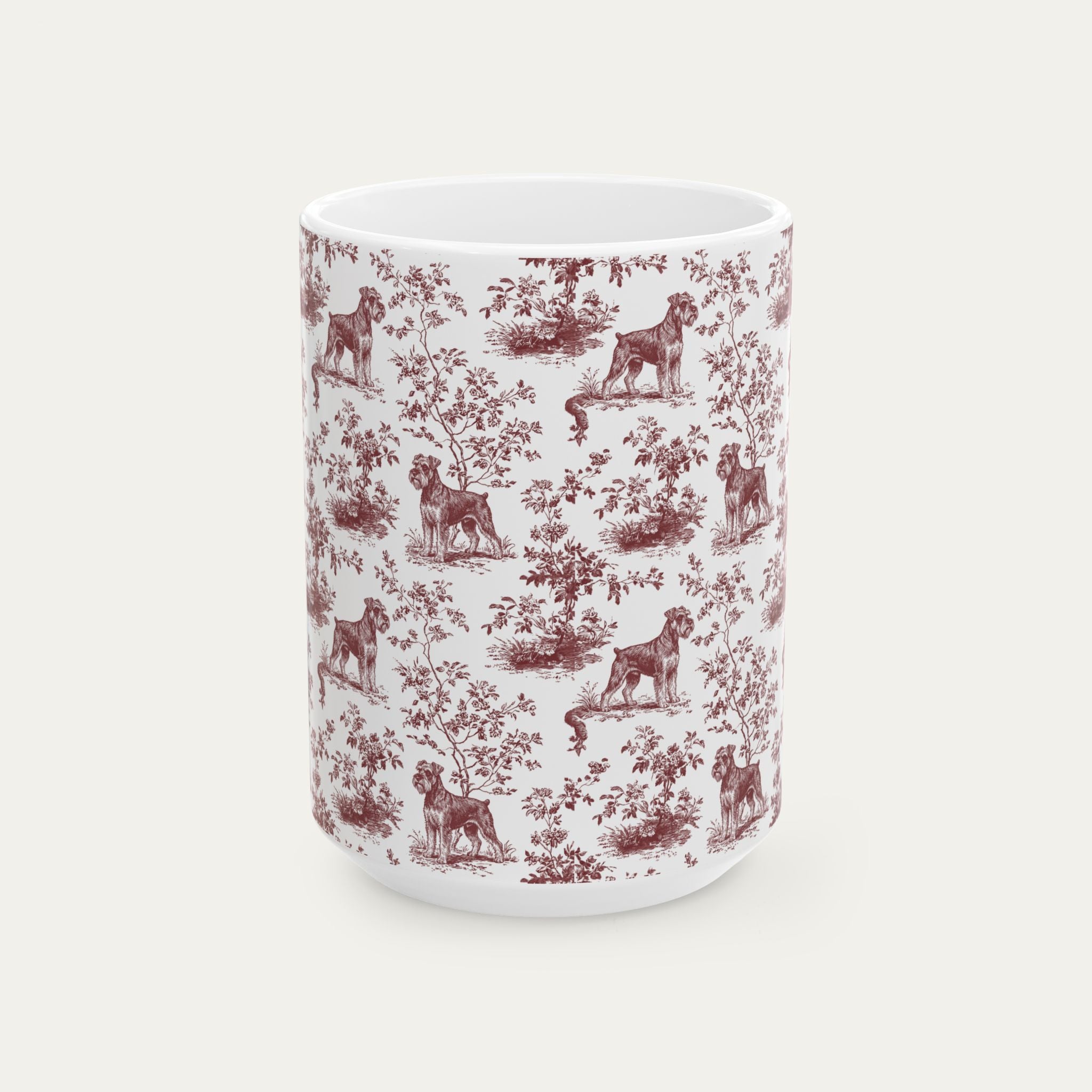 Schnauzer Burgundy Toile Mug