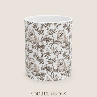 Pomeranian Toile De Jouy Mug