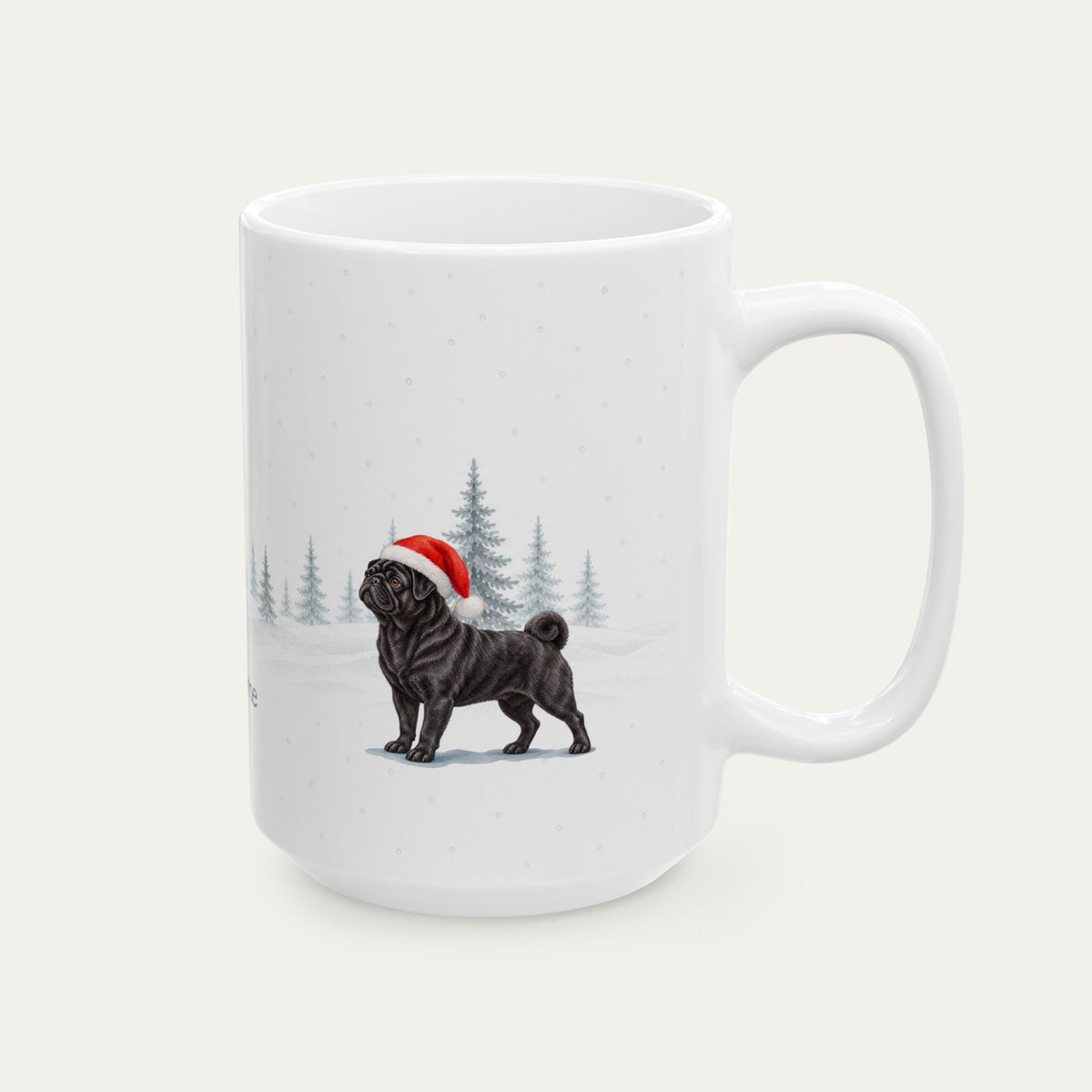 Custom Pug Black Christmas Santa Hat Mug