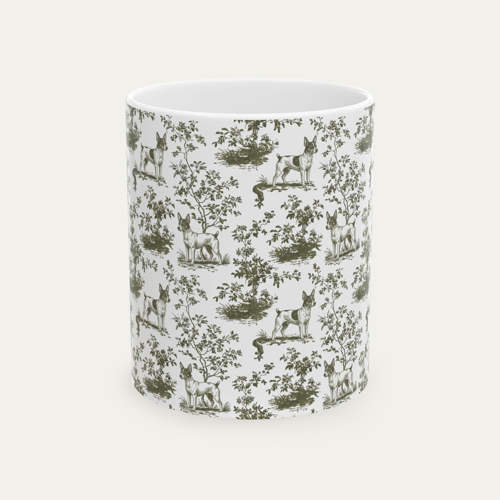 Toy Fox Terrier Sage Green Toile Mug