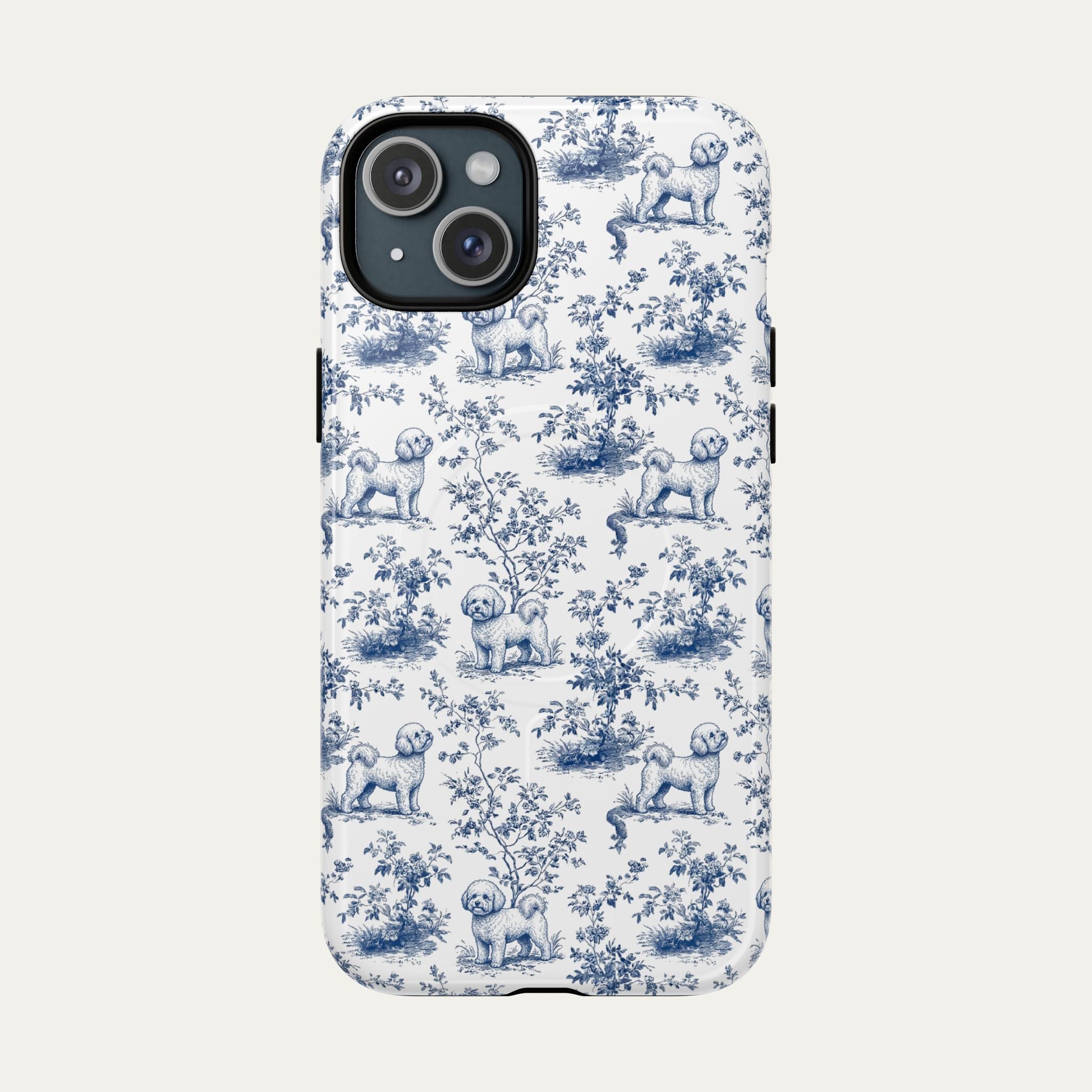 Bichon Frise Blue Toile Phone case