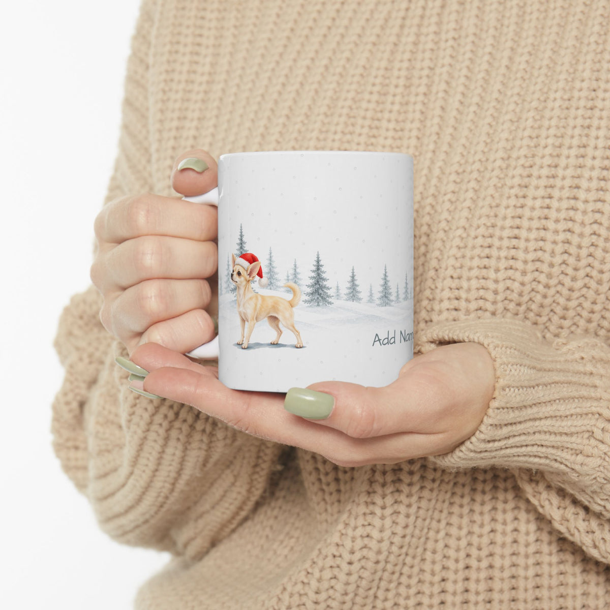 Custom Chihuahua Cream Christmas Santa Hat Mug