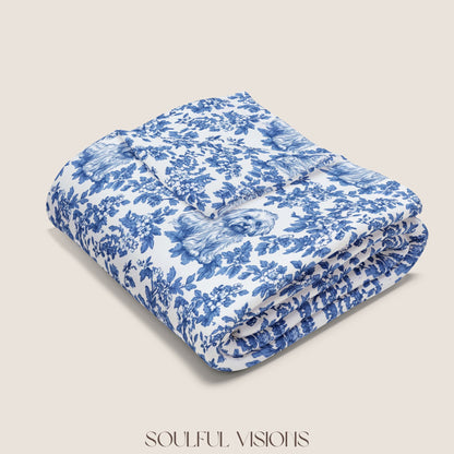 Havanese French Toile De Jouy Blanket