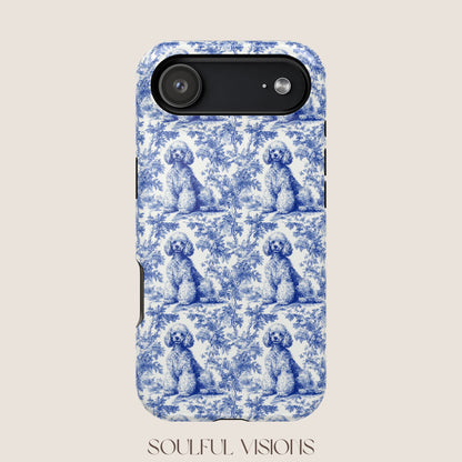 Poodle Toile De Jouy Magnetic Phone Case
