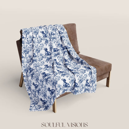 Dachshund French Toile De Jouy Blanket