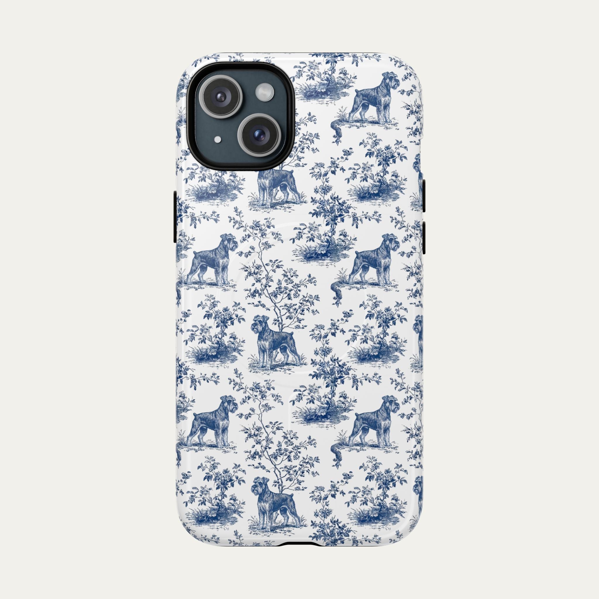 Schnauzer Blue Toile Phone case