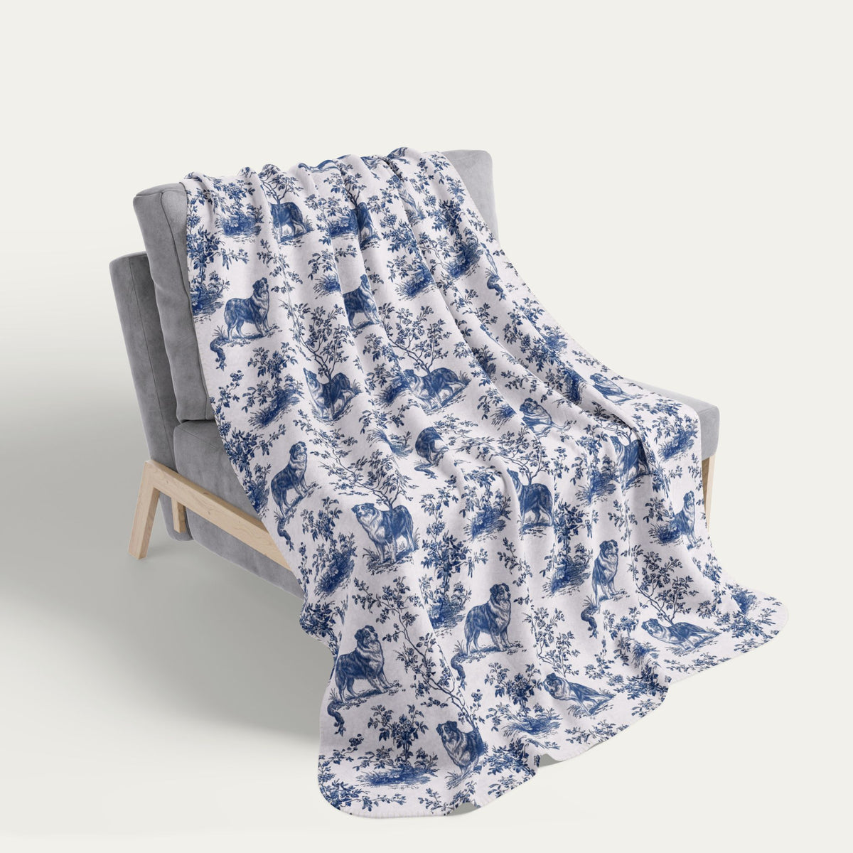 Australian Shepherd Toile De Jouy Fleece Blanket
