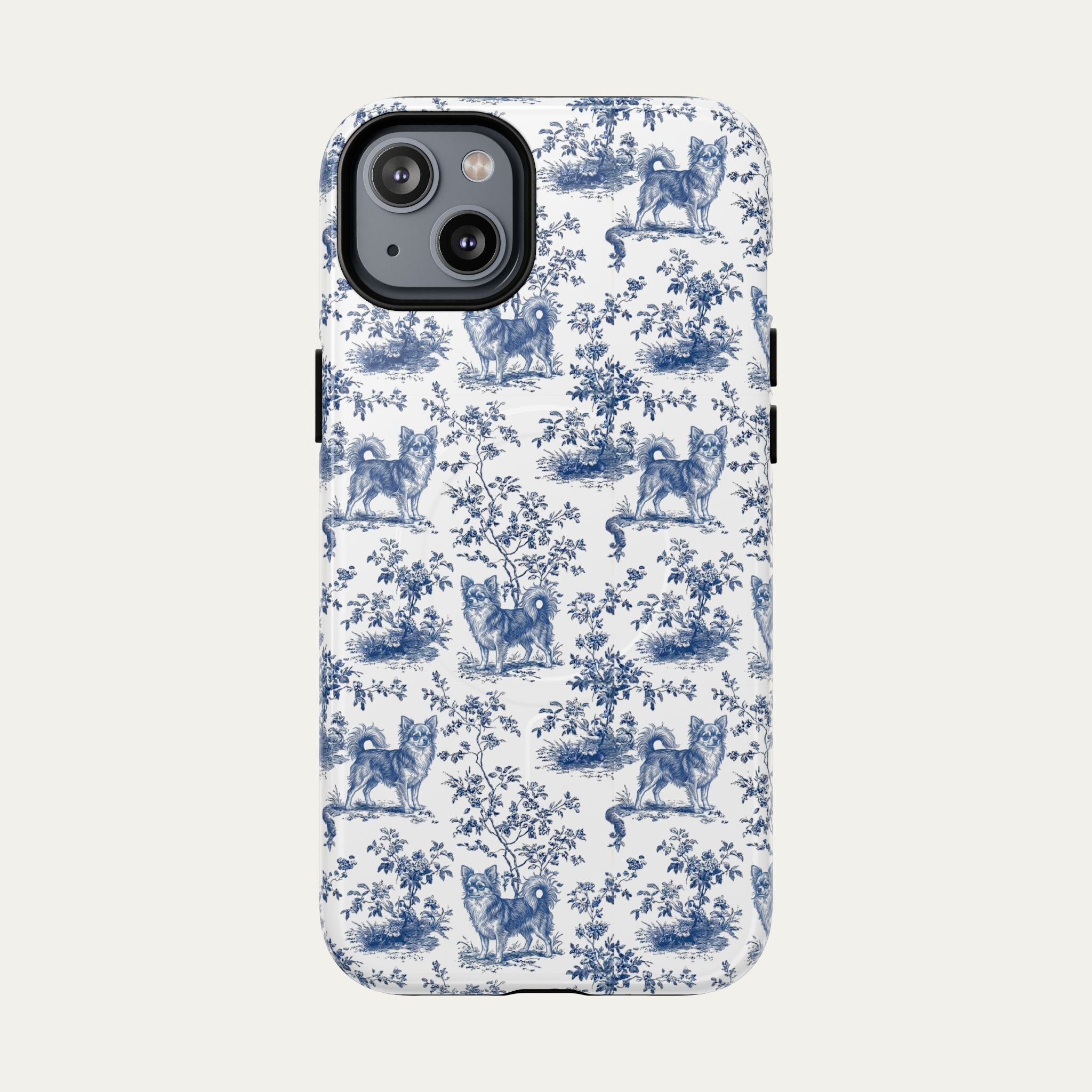 Chihuahua Longhaired Blue Toile Phone case