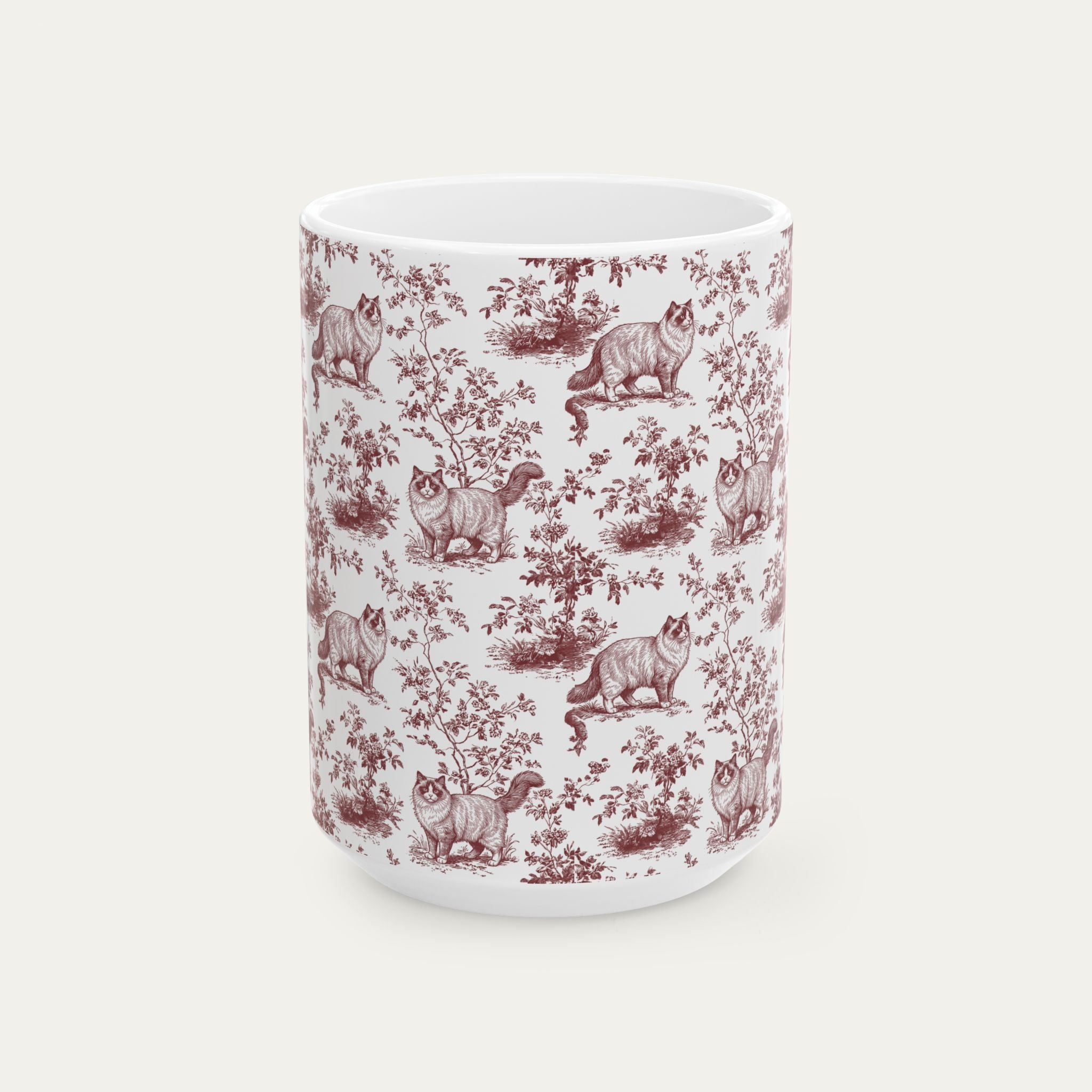 Ragdoll Cat Burgundy Toile Mug