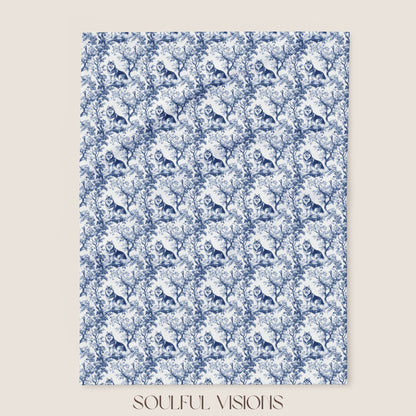 Husky French Toile De Jouy Blanket