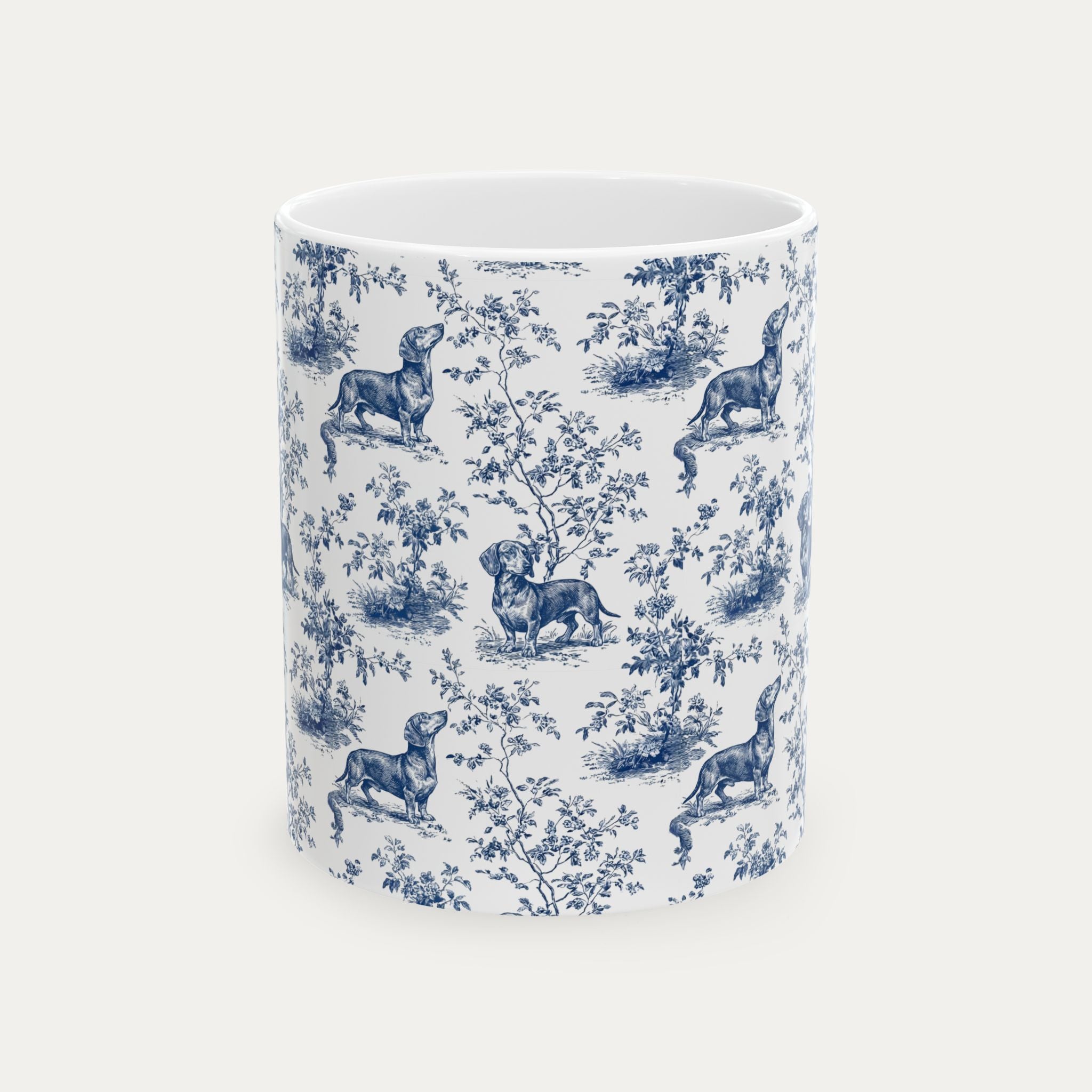Dachshund Shorthaired Blue Toile Mug