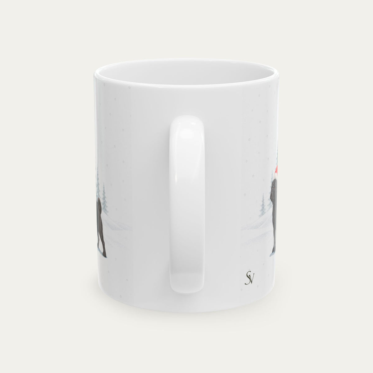 Custom Pug Black Christmas Santa Hat Mug