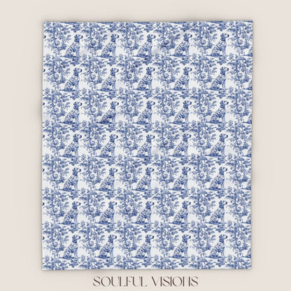 Dalmatian 2 French Toile De Jouy Blanket