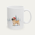 Custom Pug Fawn Black Mask Christmas Santa Hat Mug
