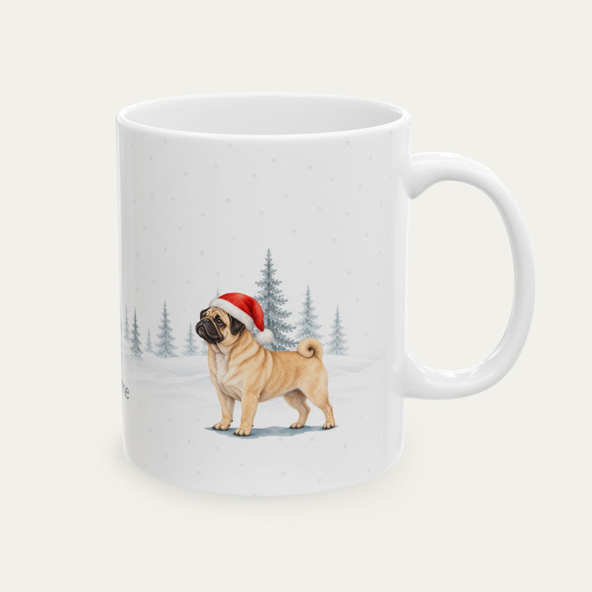 Custom Pug Fawn Black Mask Christmas Santa Hat Mug