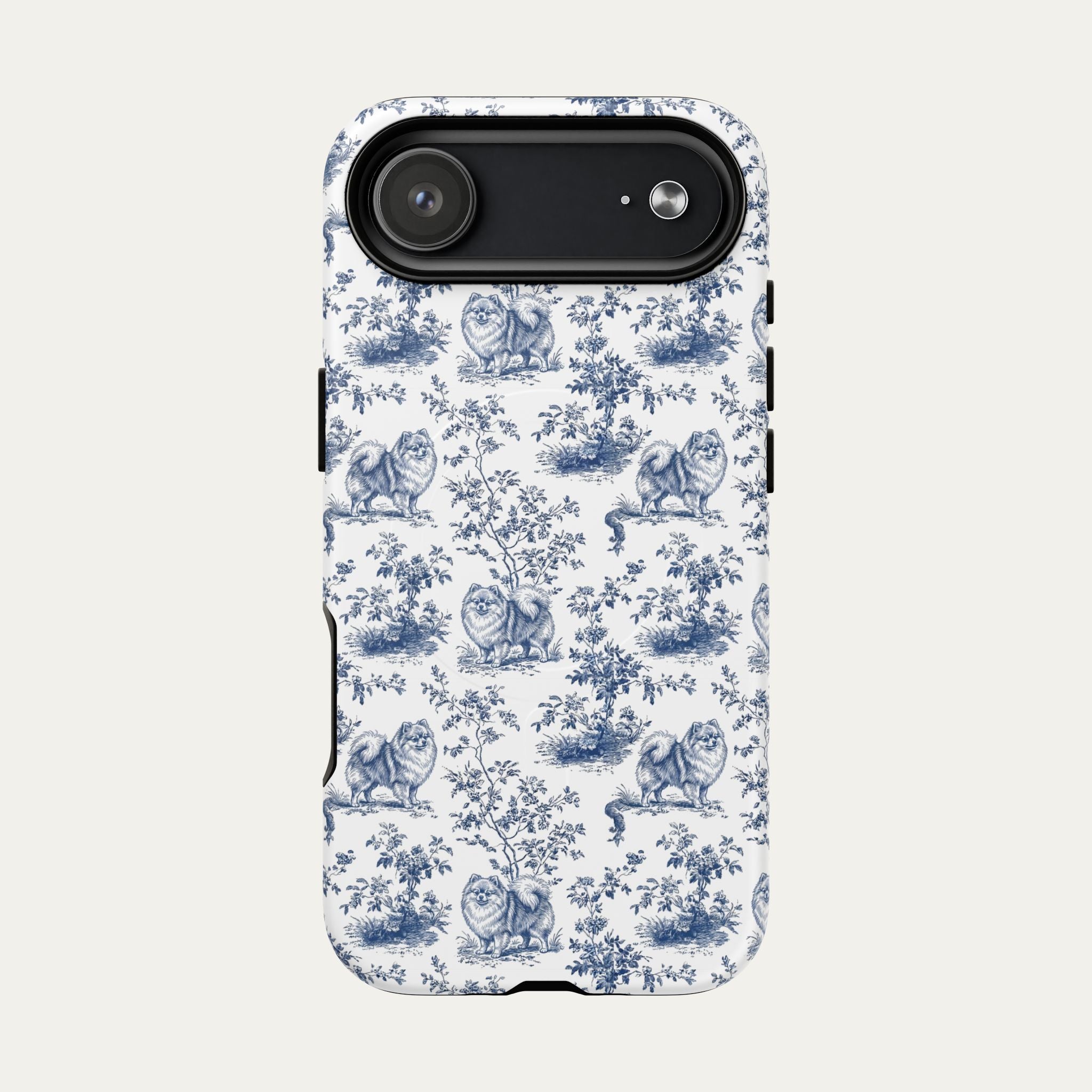 Pomeranian Blue Toile Phone case