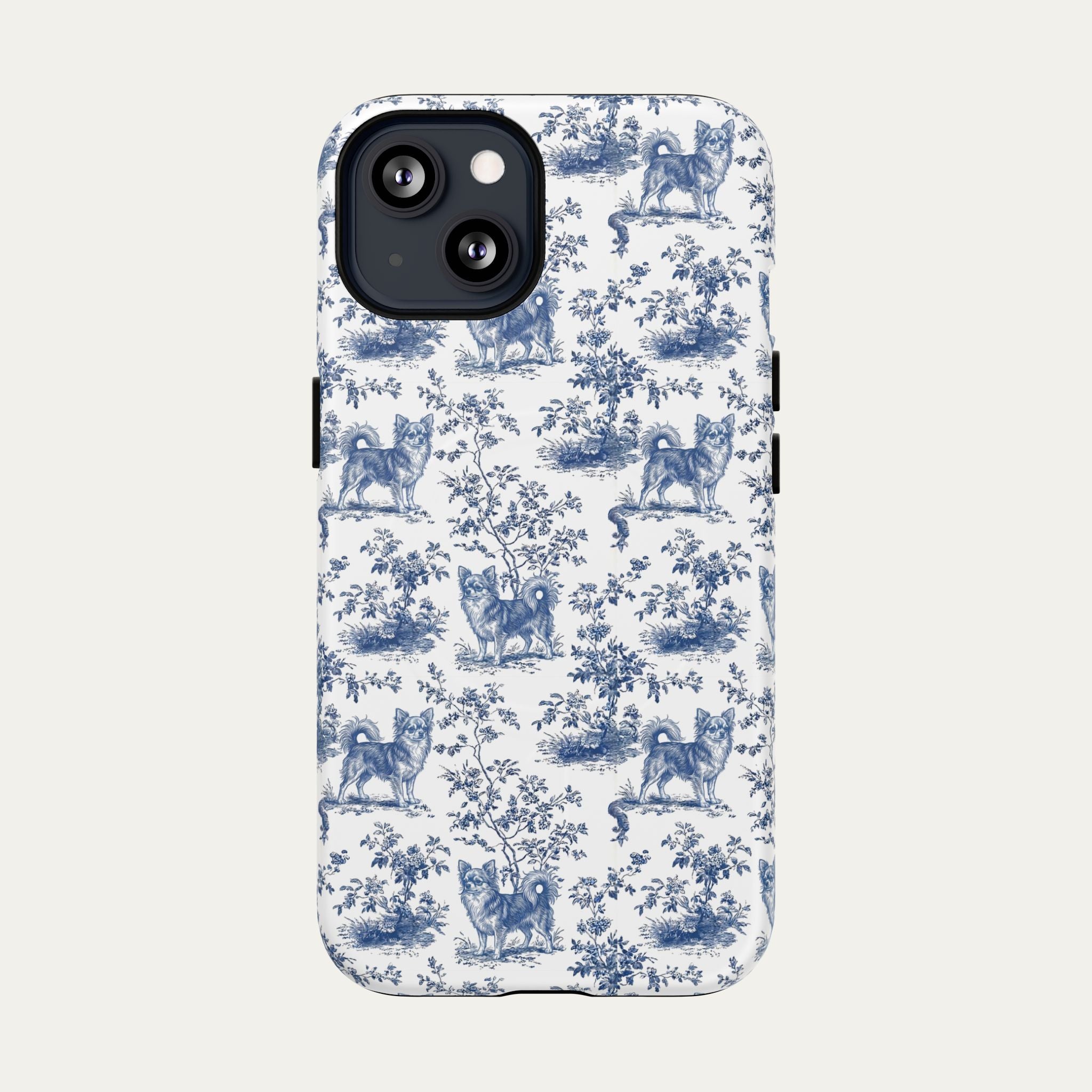 Chihuahua Longhaired Blue Toile Phone case