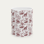 Tabby Cat Burgundy Toile Mug