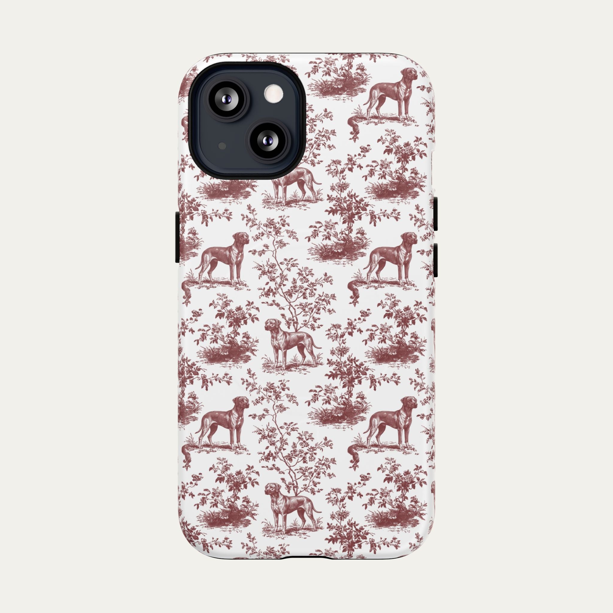 Rhodesian Ridgeback Burgundy Toile phone Case