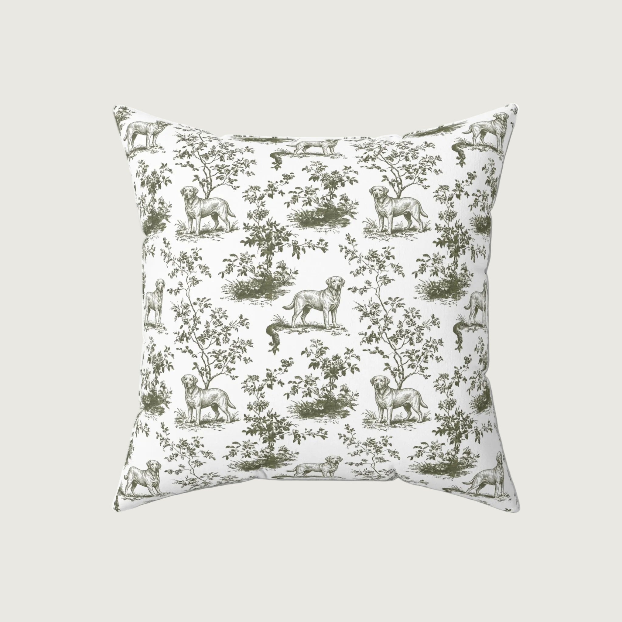 Dog Sage Green French Toile Pillow