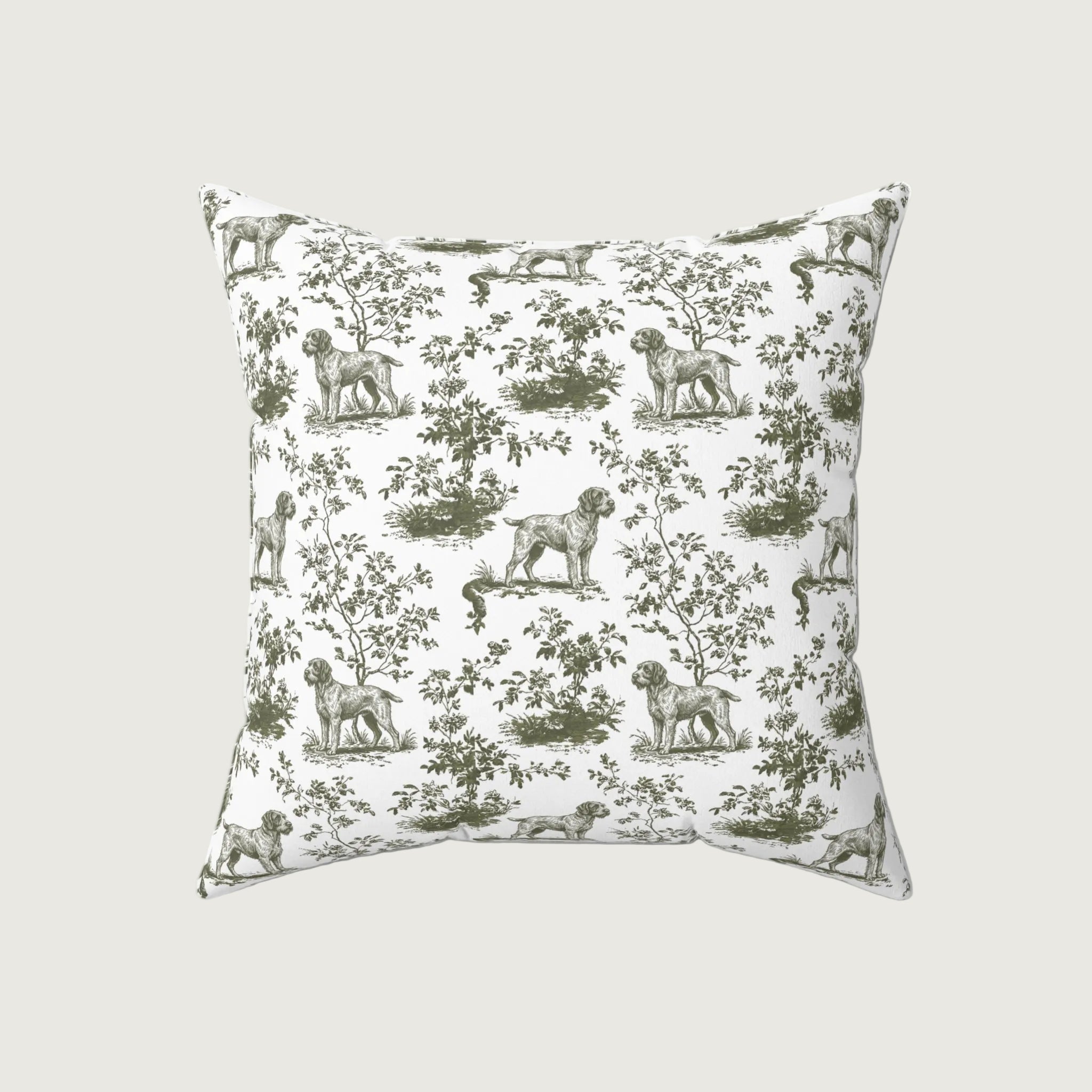 Dog Sage Green French Toile Pillow