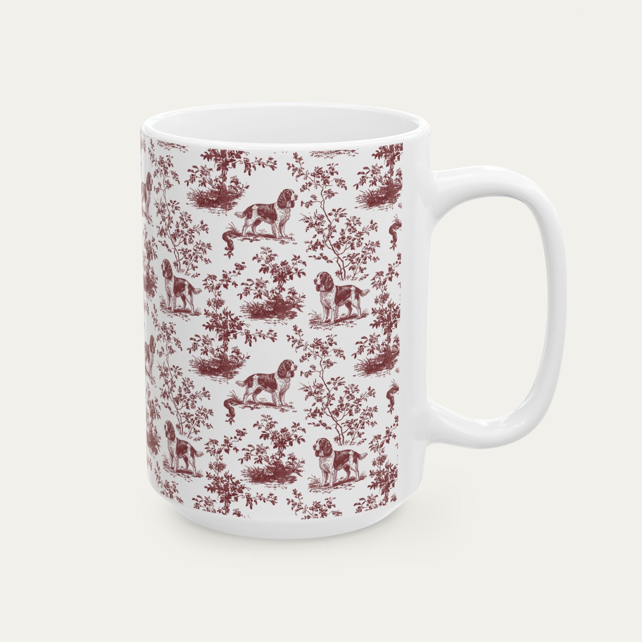 English Springer Spaniel Burgundy Toile Mug