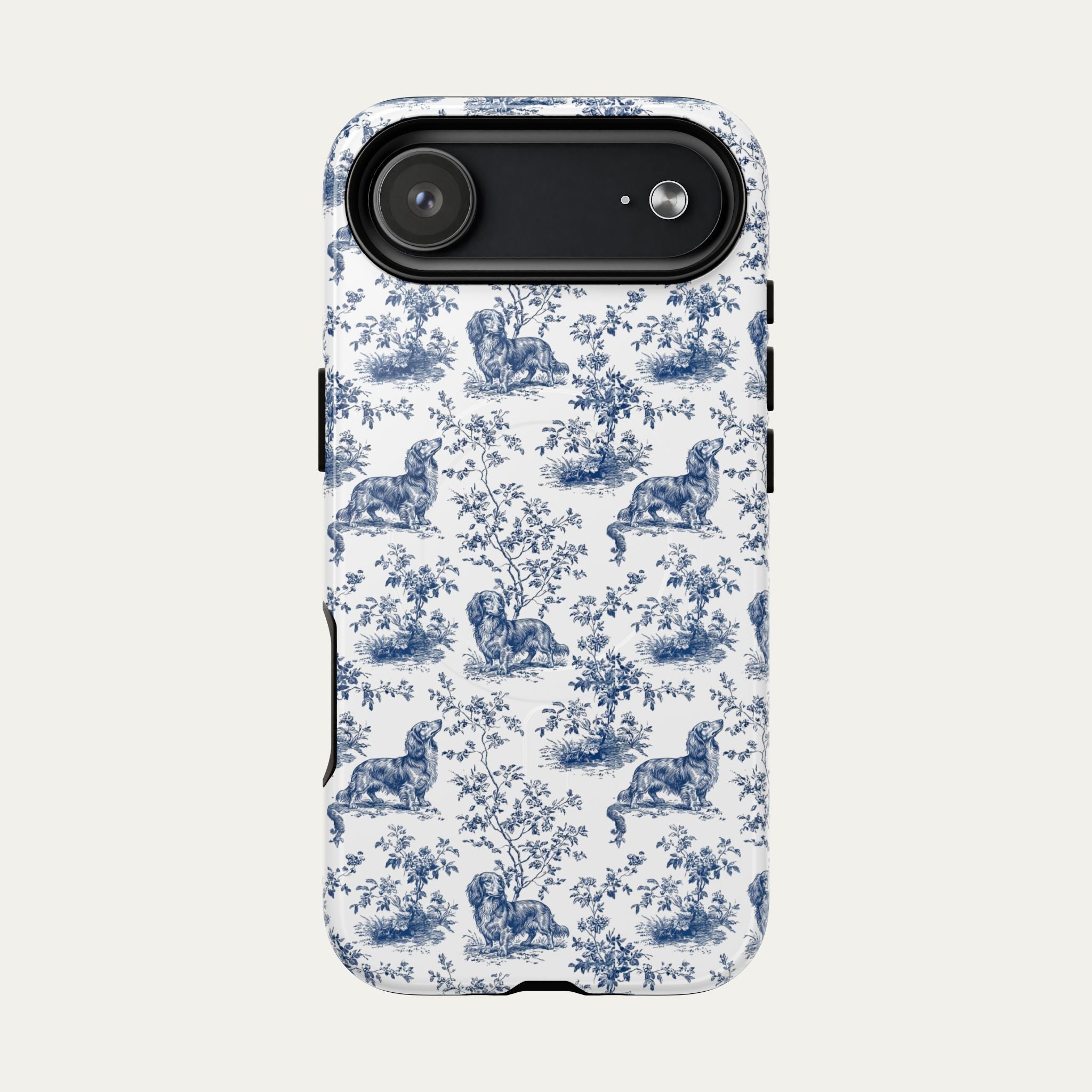 Dachshund Longhaired Blue Toile Phone case