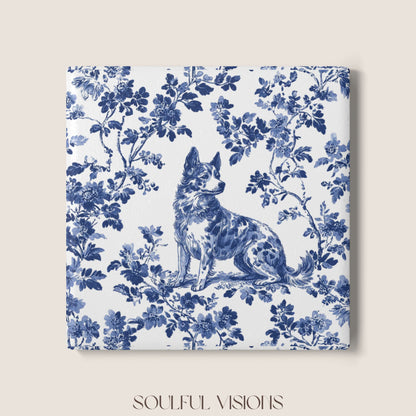 Australian Cattle Ceramic Coaster French Blue Toile