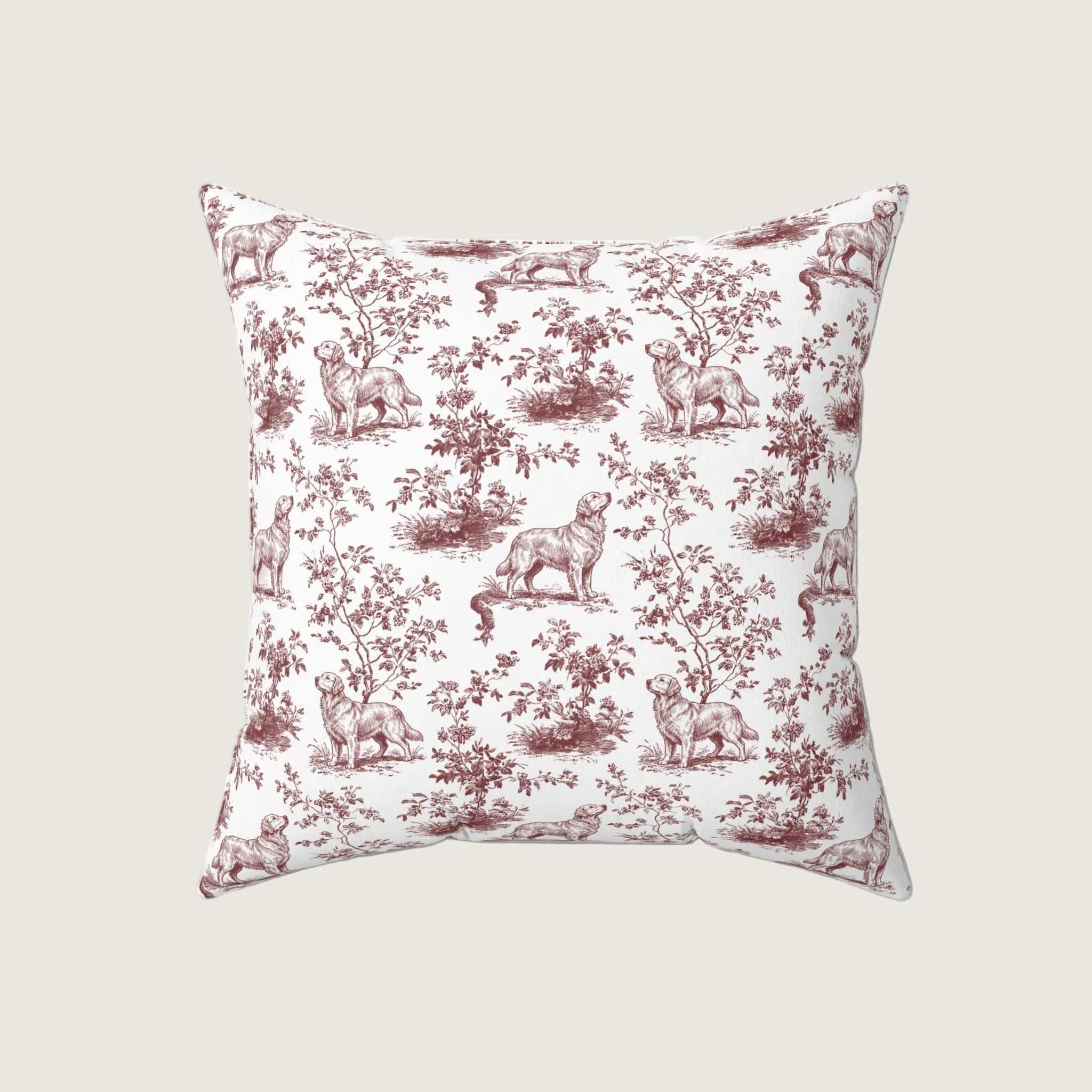 Dog Burgundy French Toile Pillow