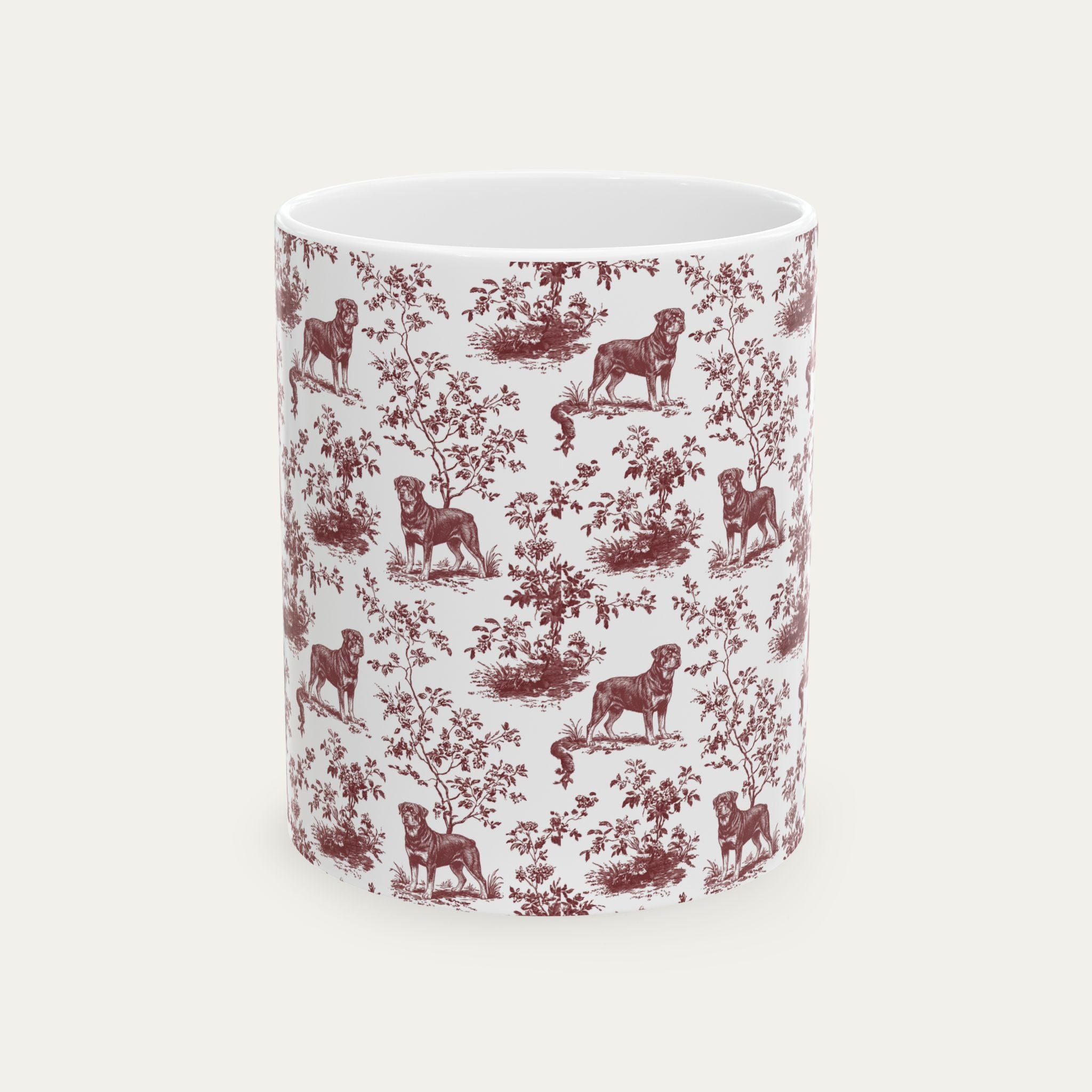 Rottweiler Burgundy Toile Mug