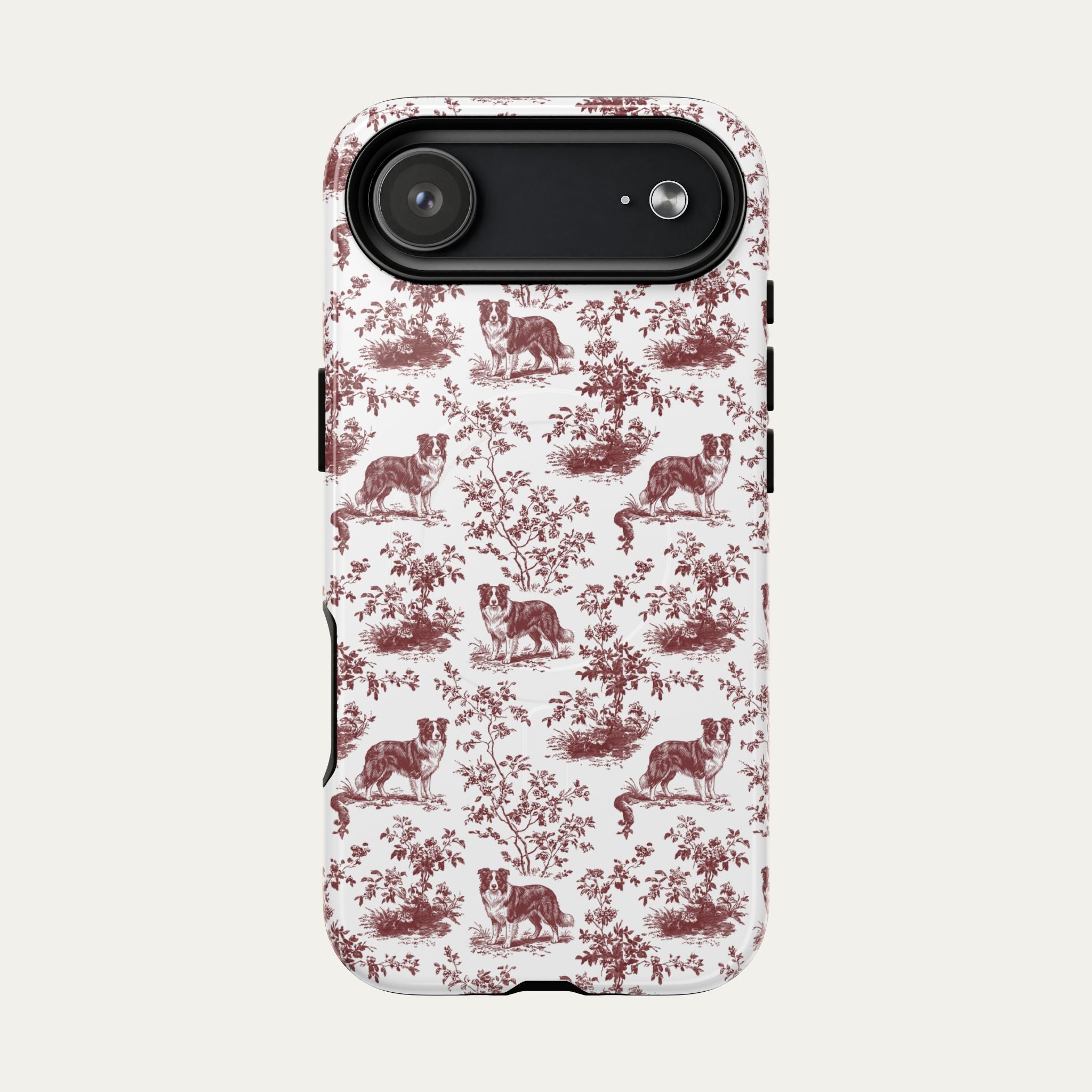 Border Collie Burgundy Toile phone Case