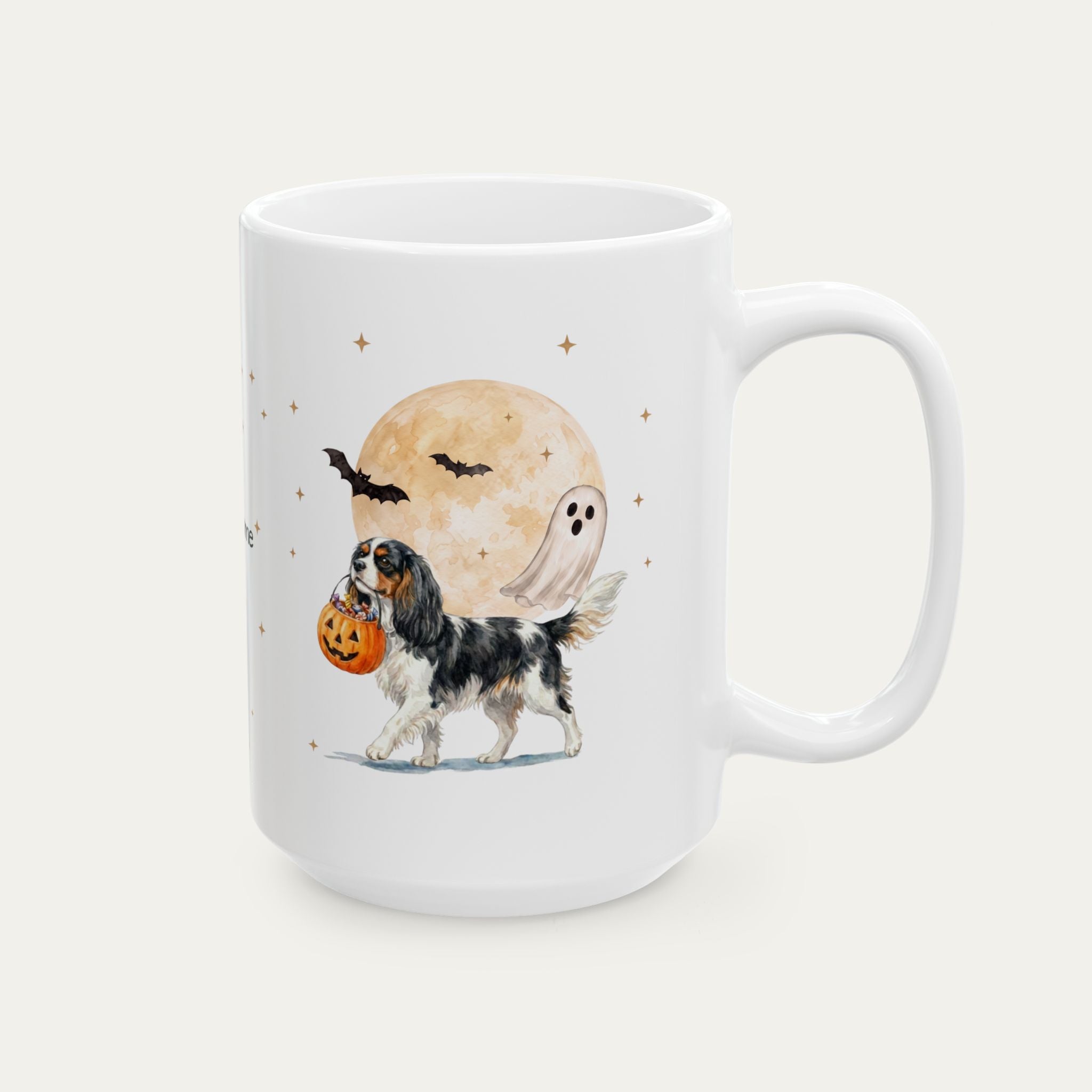 Custom Cavalier Spaniel Tri Color Halloween mug