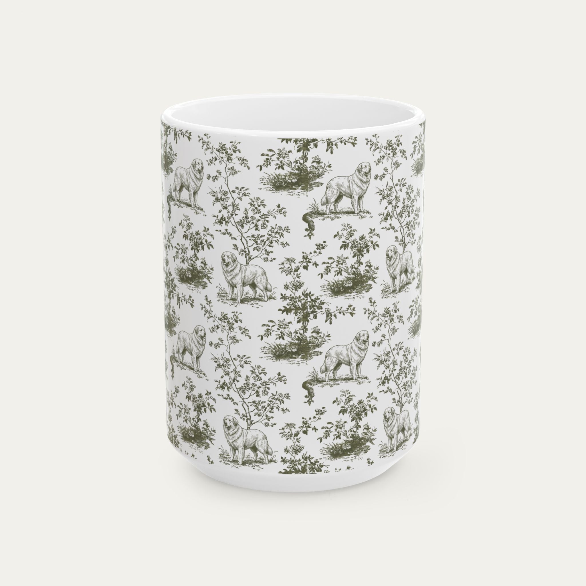 Great Pyrenees Sage Green Toile Mug