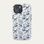 Boston Terrier Blue Toile Phone case
