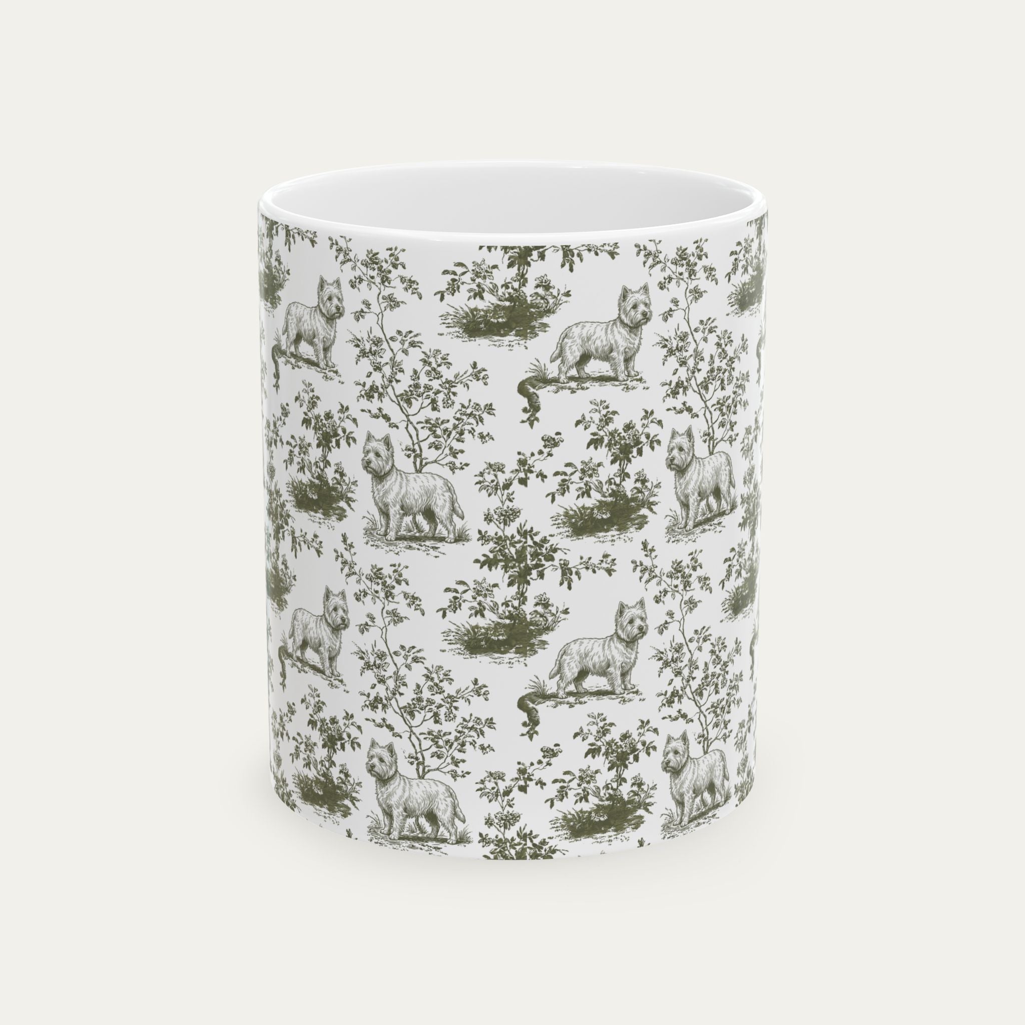 Westie Sage Green Toile Mug