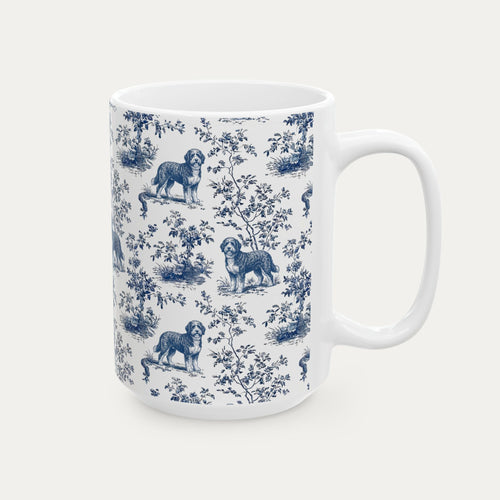 Bernedoodle Blue Toile Mug