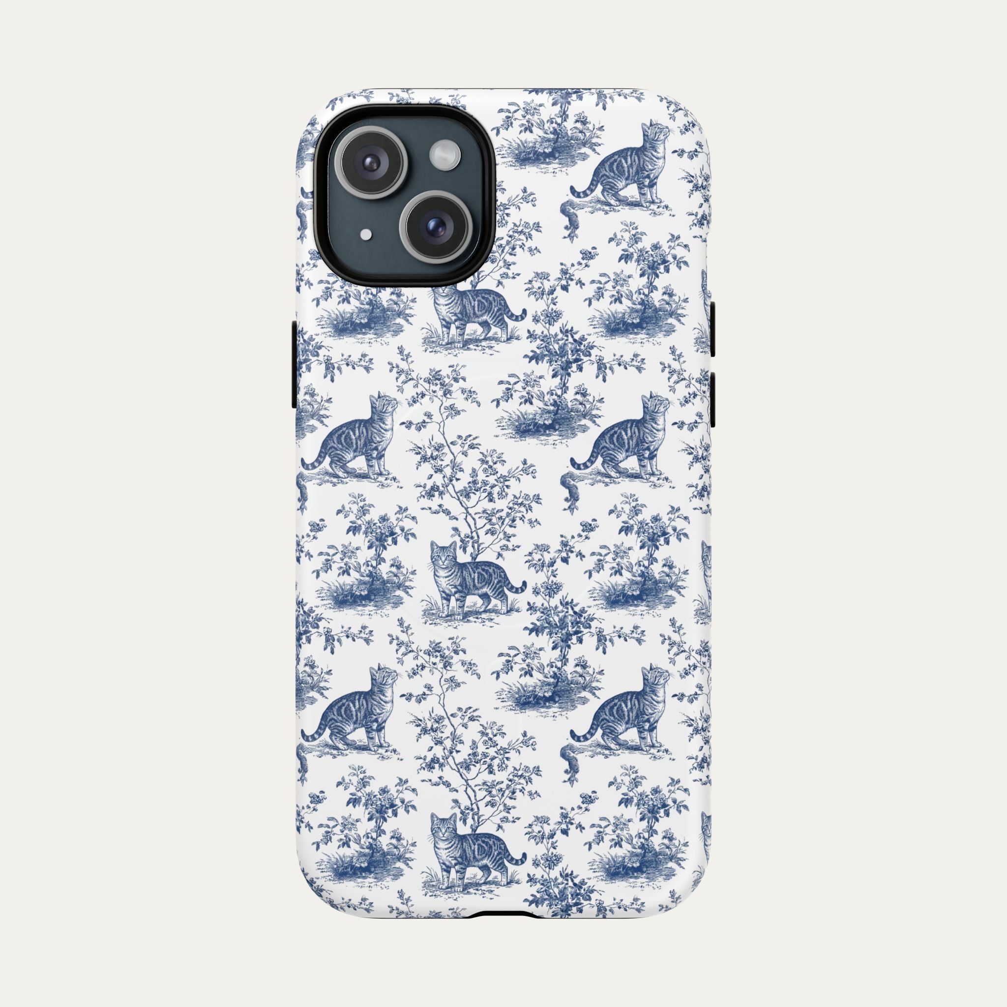 Tabby Cat Blue Toile Phone case