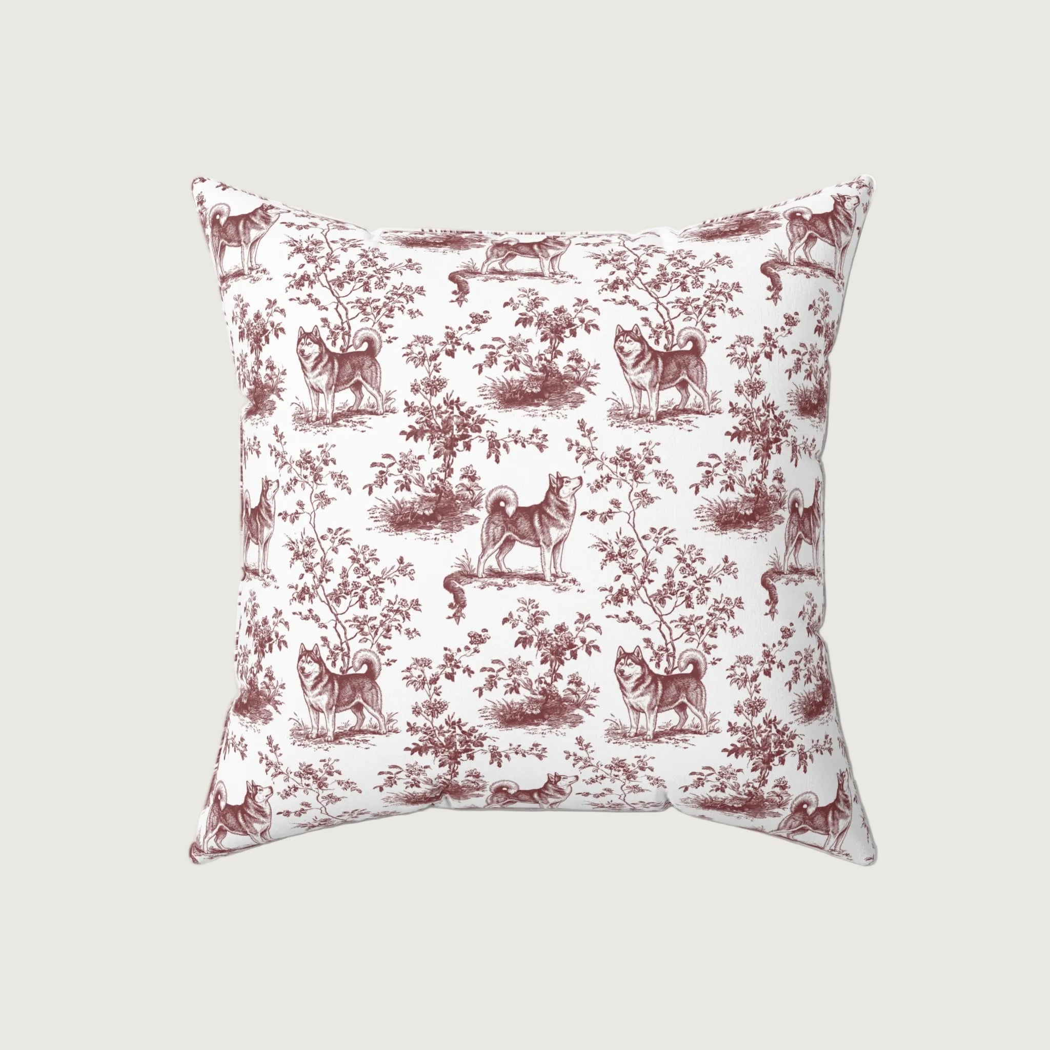 Dog Burgundy French Toile Pillow